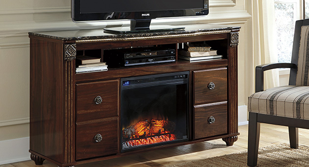 Gabriela Large TV Stand w/ LED Fireplace Insert